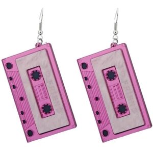 NEW! Pink and White Cassette Tape Earrings